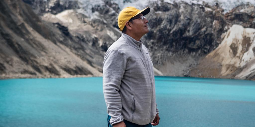 Plaintiff Saúl Luciano Lliuya at glacial